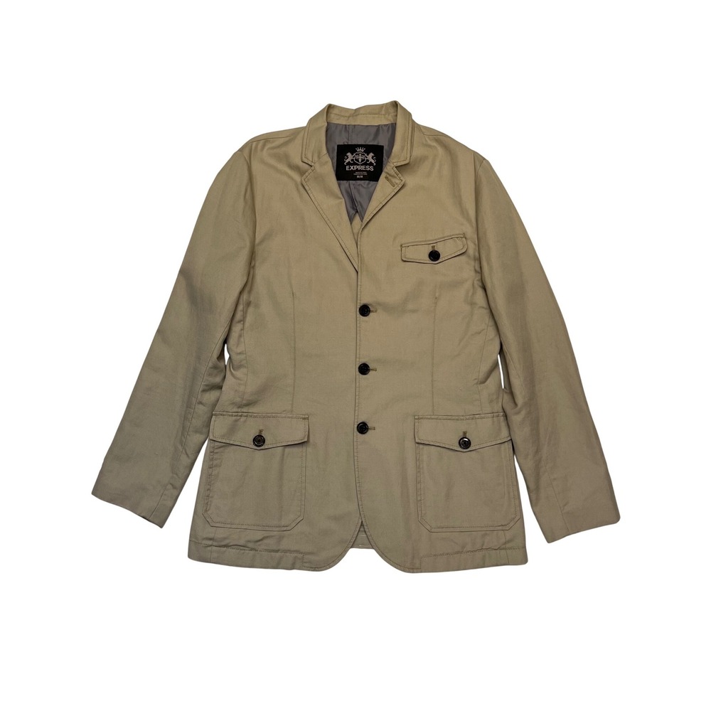 Express Khaki Tan Cotton Linen Field Blazer Jacket Sport Coat Size M